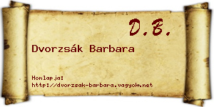 Dvorzsák Barbara névjegykártya
